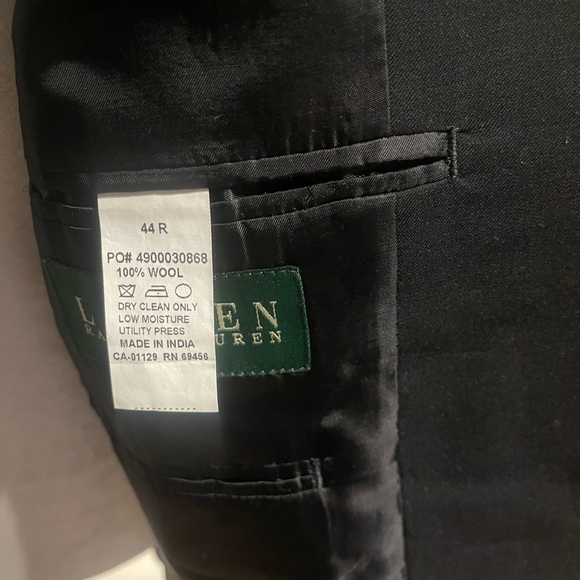 Lauren Ralph Lauren Men’s Black Wool Blazer Sport Coat Jacket 44R Two-Button - Picture 2 of 11